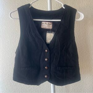 We the free free people Charley linen vest black size XS NWT